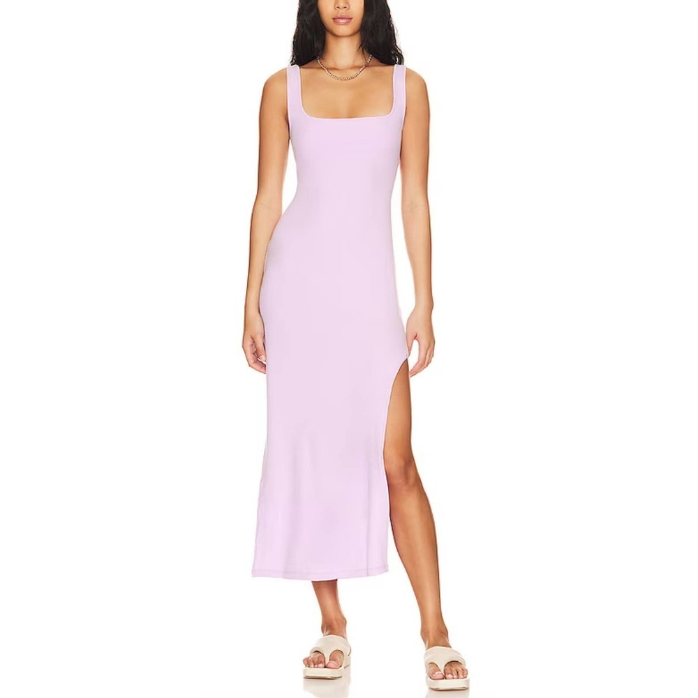 l*space Lilac Square-Neck Midi Dress with Side Slit